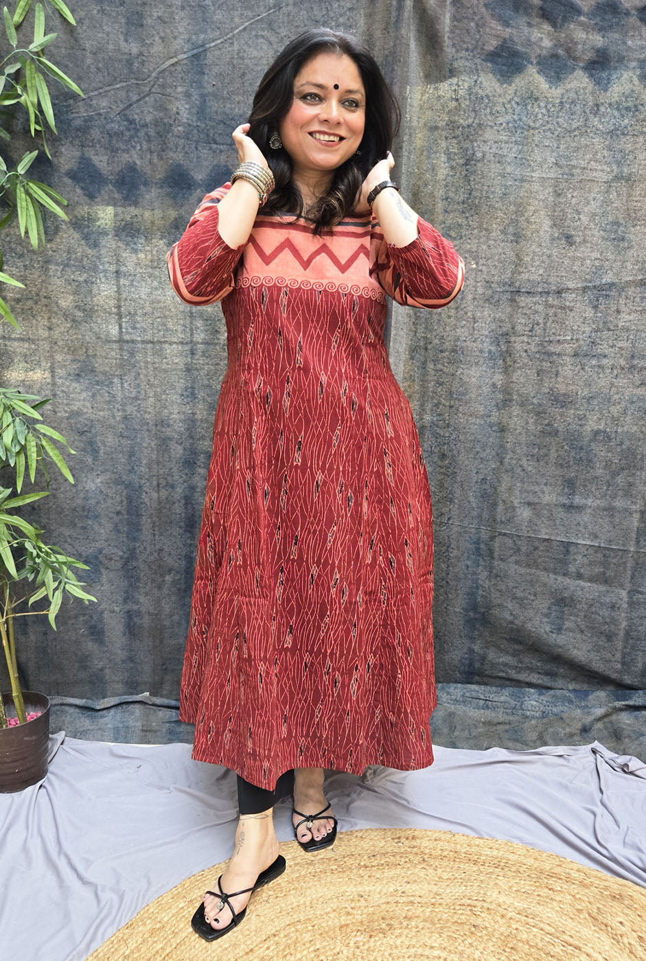 Mrinal Cotton Ajrakh A-Line Kurta