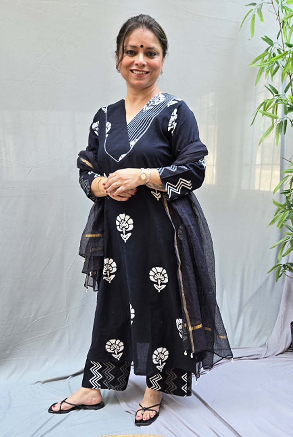 Black Poetry – Dabu Cotton Kurta Pant Set