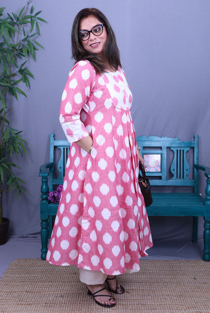 Itkari  Exclusive Ikat Handloom Cotton Kurta with Yoke