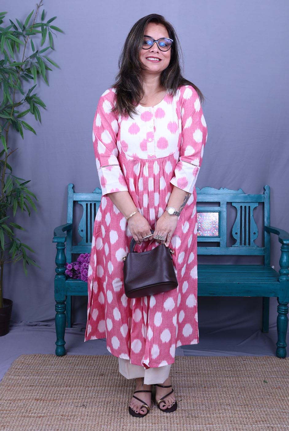 Itkari  Exclusive Ikat Handloom Cotton Kurta with Yoke