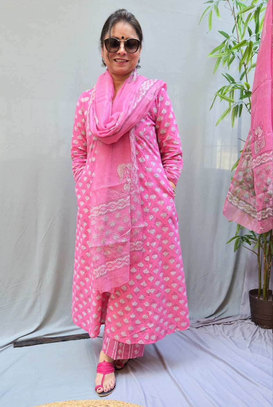Kota Doria Dupatta Pink A
