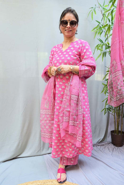 Kota Doria Dupatta Pink A