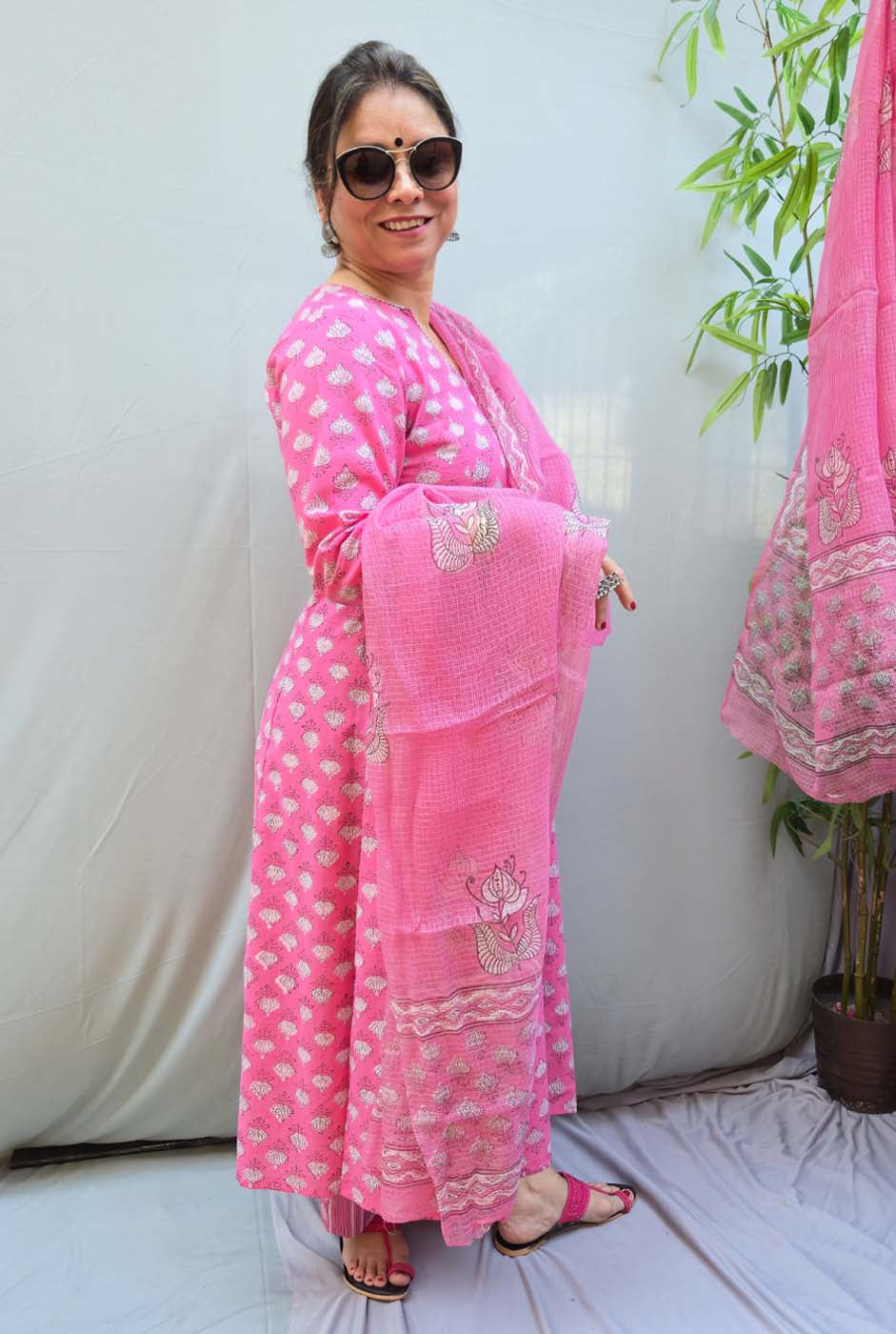 Kota Doria Dupatta Pink A