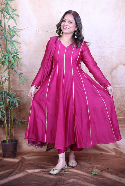 Nakshatra Mul Chanderi Pink Gota Co-ord Set of 2