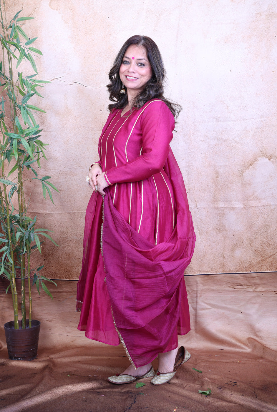Nakshatra Mul Chanderi Pink Gota Co-ord Set of 2