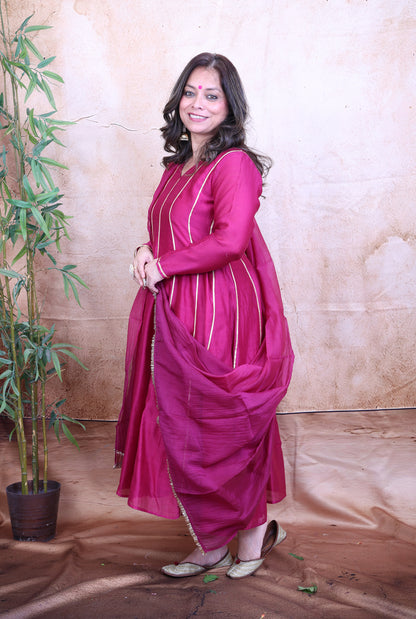 Nakshatra Mul Chanderi Pink Gota Co-ord Set of 2