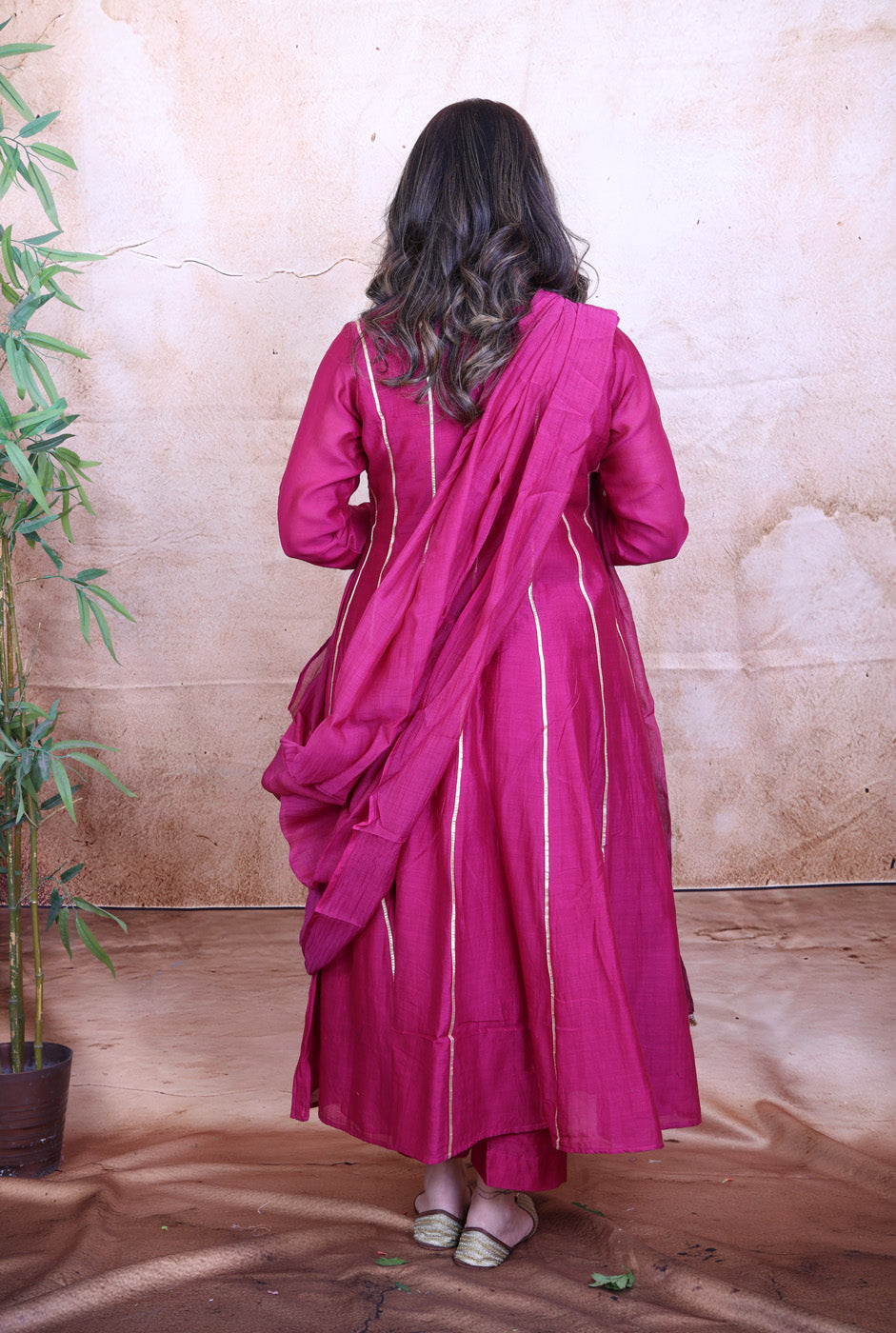 Nakshatra Mul Chanderi Pink Gota Co-ord Set of 2