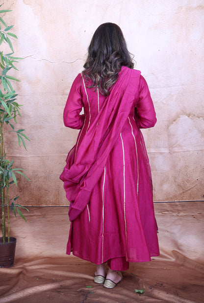 Nakshatra Mul Chanderi Pink Gota Co-ord Set of 2