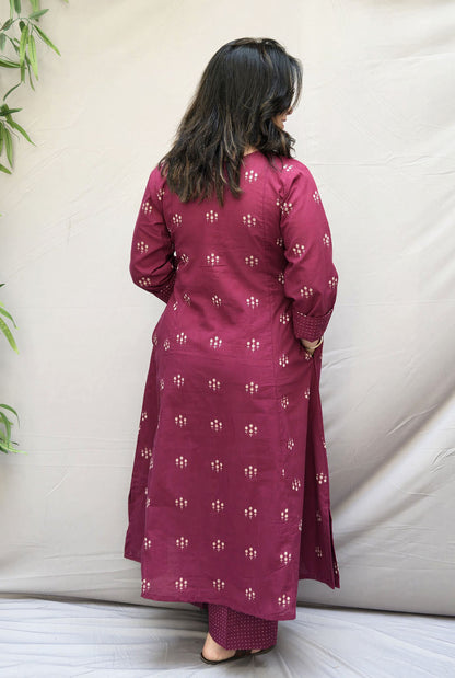Madhurima Cotton Co-Ord Set with Handwoven Butti