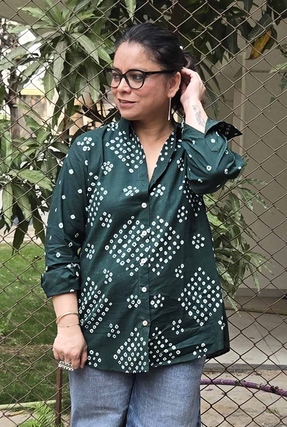Green Bandhani Shirt