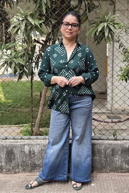 Green Bandhani Shirt