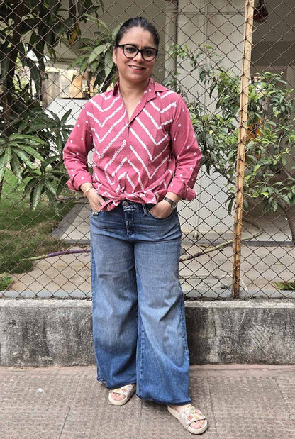 Dark Pink Bandhani Shirt