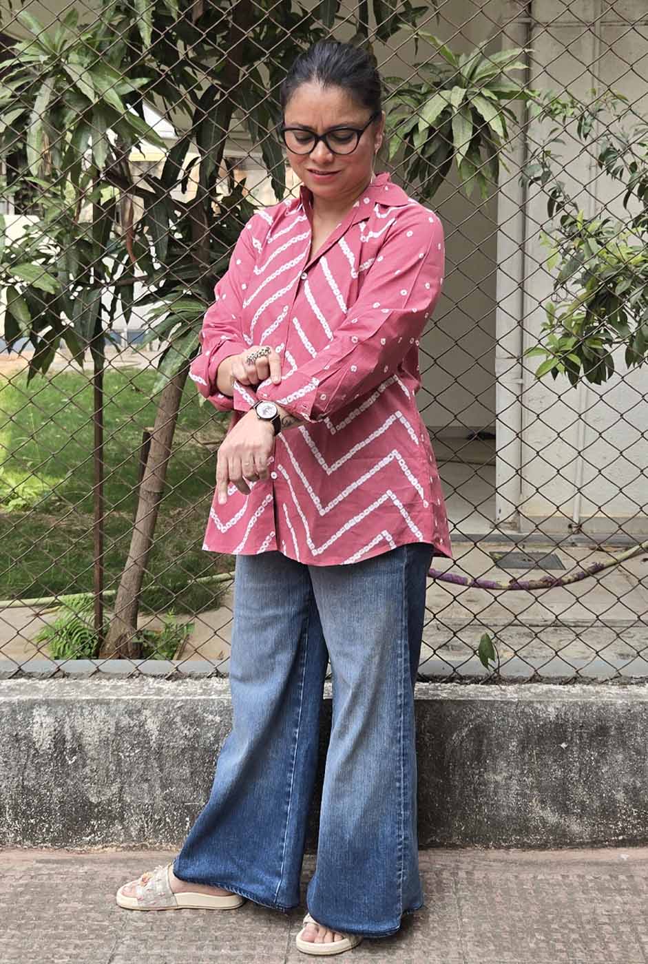 Dark Pink Bandhani Shirt