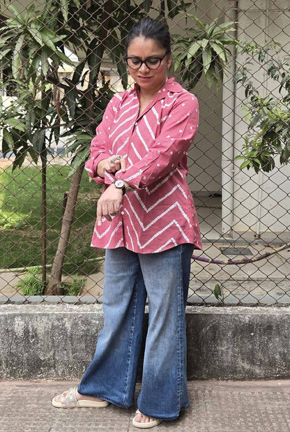 Dark Pink Bandhani Shirt