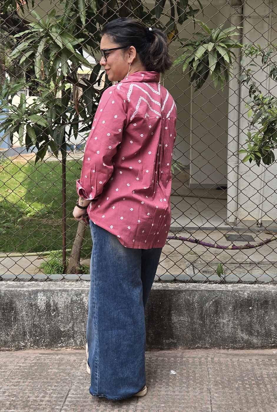 Dark Pink Bandhani Shirt