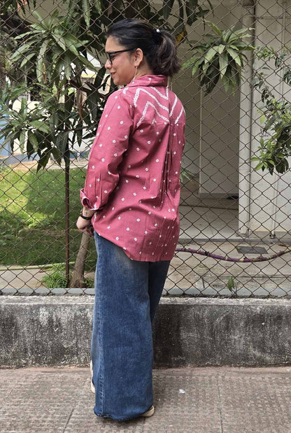 Dark Pink Bandhani Shirt