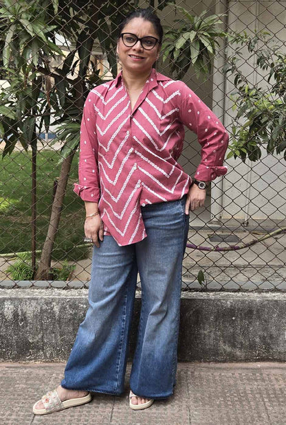 Dark Pink Bandhani Shirt