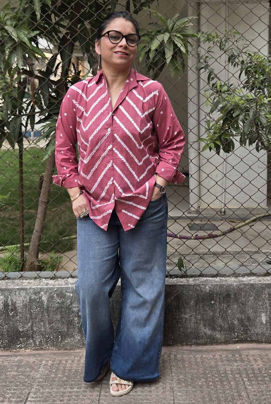 Dark Pink Bandhani Shirt