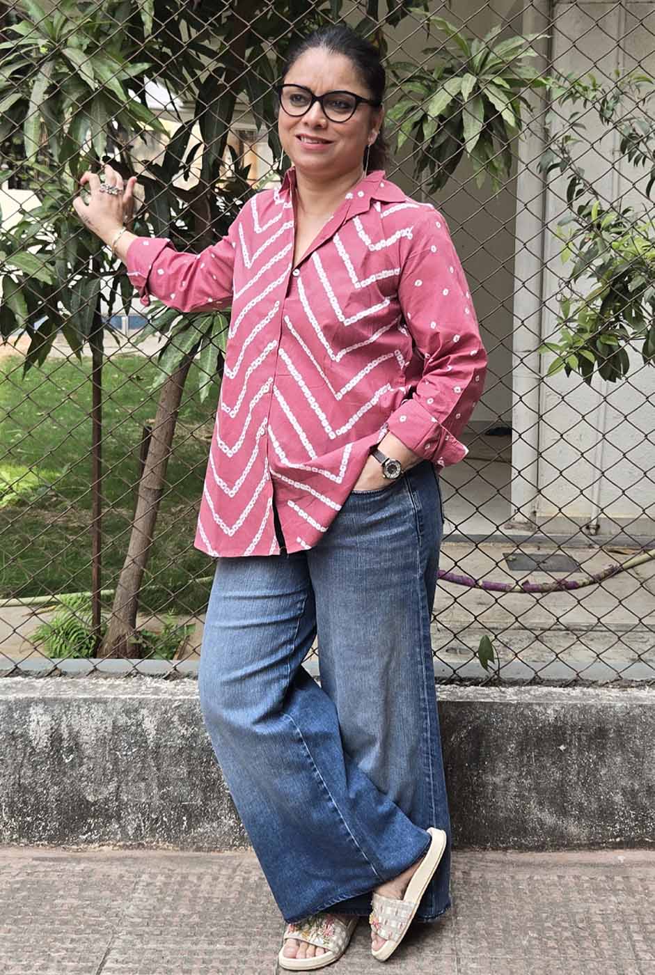 Dark Pink Bandhani Shirt