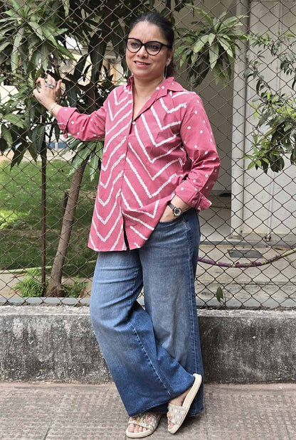 Dark Pink Bandhani Shirt