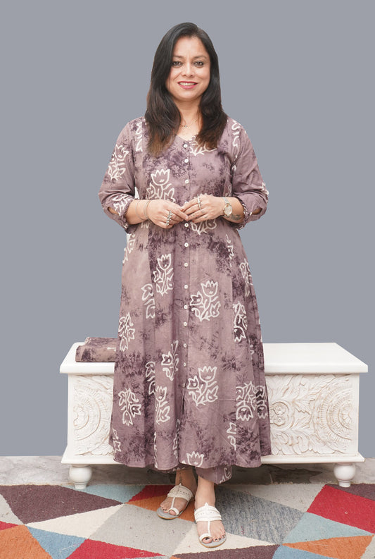 Earthy Brown Co-Ord Set with Sleeve Detailing