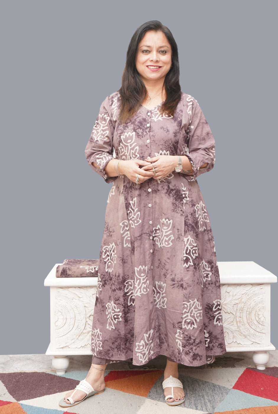 Earthy Brown Co-Ord Set with Sleeve Detailing