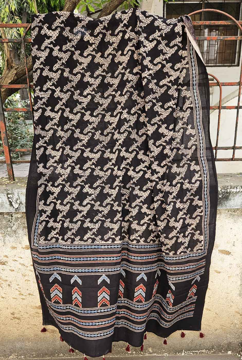 Arrow Hand Block Ajrakh Dupatta
