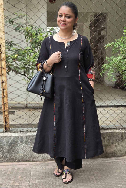 Black Jharokha Kurta