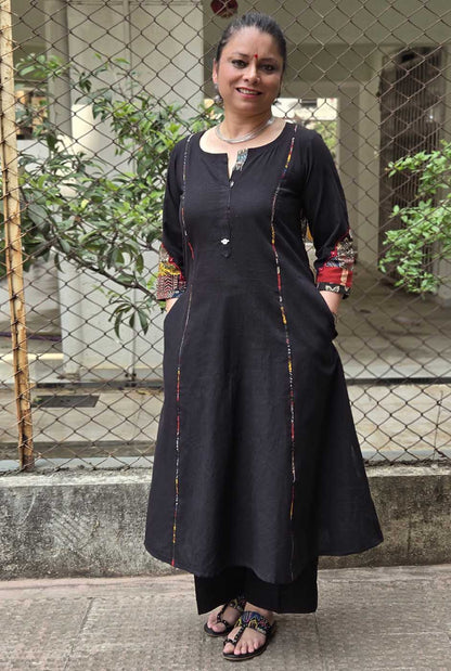 Black Jharokha Kurta