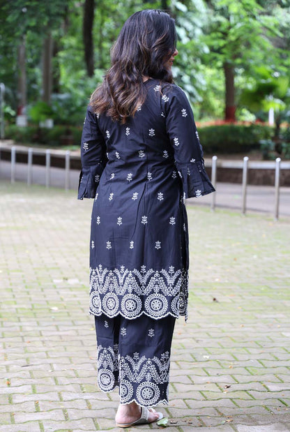 Black Schiffli Co-ord Set – Made to Order