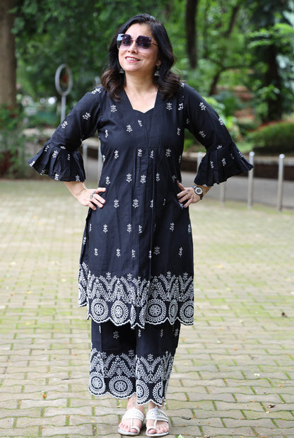 Black Schiffli Co-ord Set – Made to Order