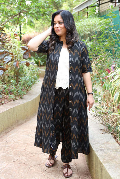 Stylish Black Ikat Co-ord Set (two piece set)