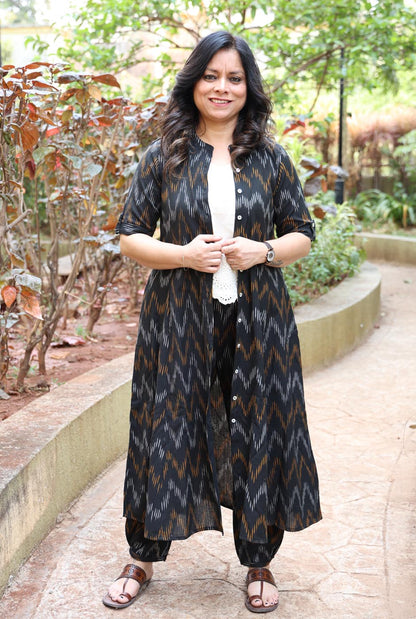 Stylish Black Ikat Co-ord Set (two piece set)
