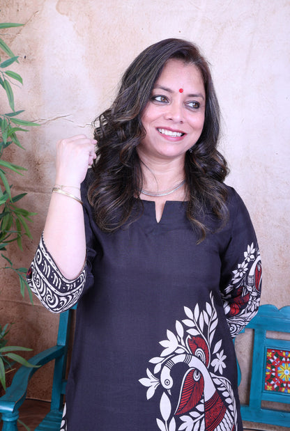 Mayura Black Kalamkari Muslin Co-ord Set of 2