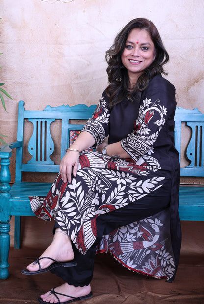 Mayura Black Kalamkari Muslin Co-ord Set of 2