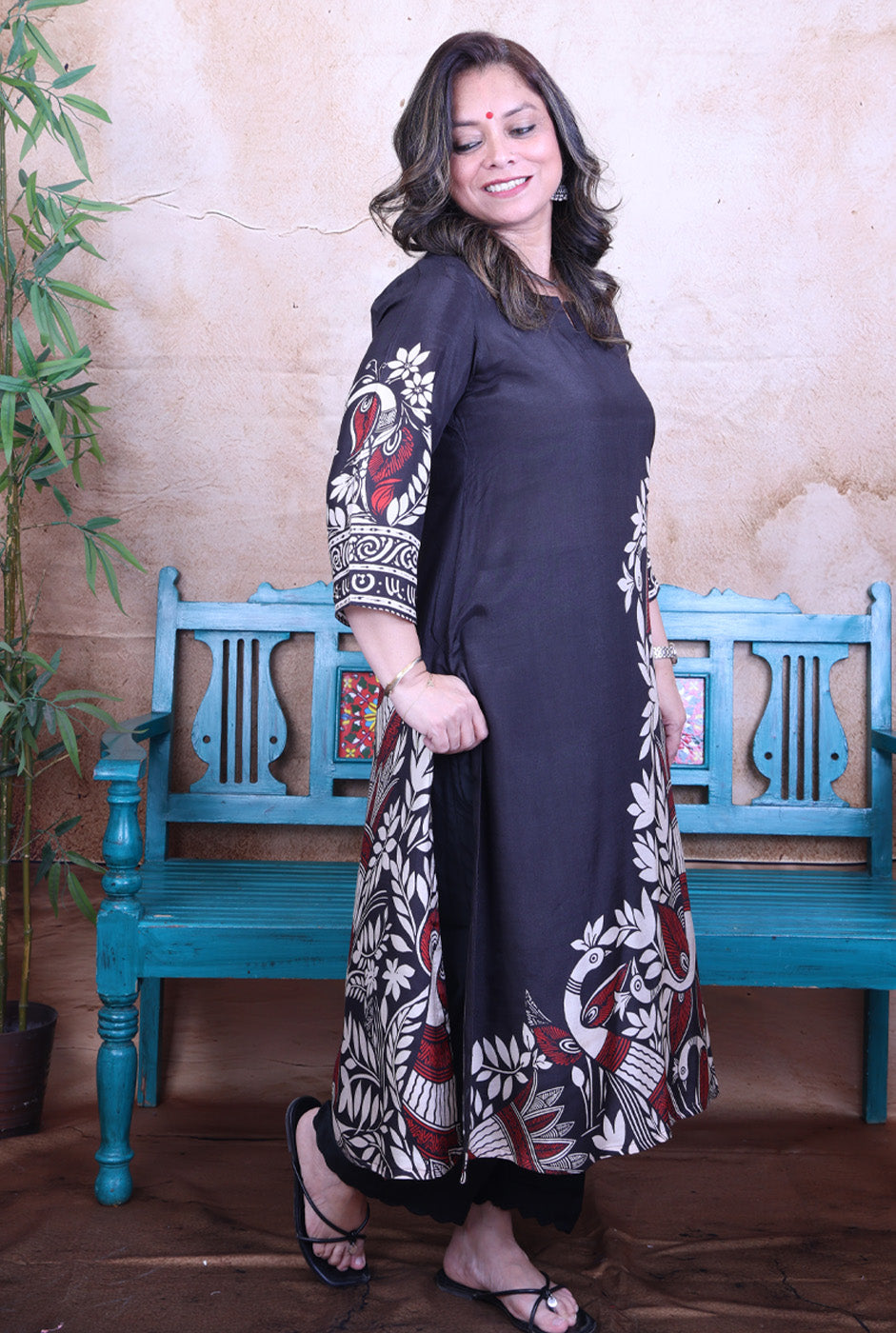 Mayura Black Kalamkari Muslin Co-ord Set of 2