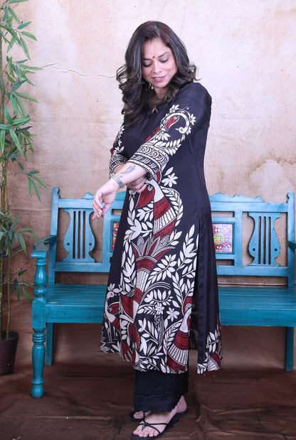 Mayura Black Kalamkari Muslin Co-ord Set of 2