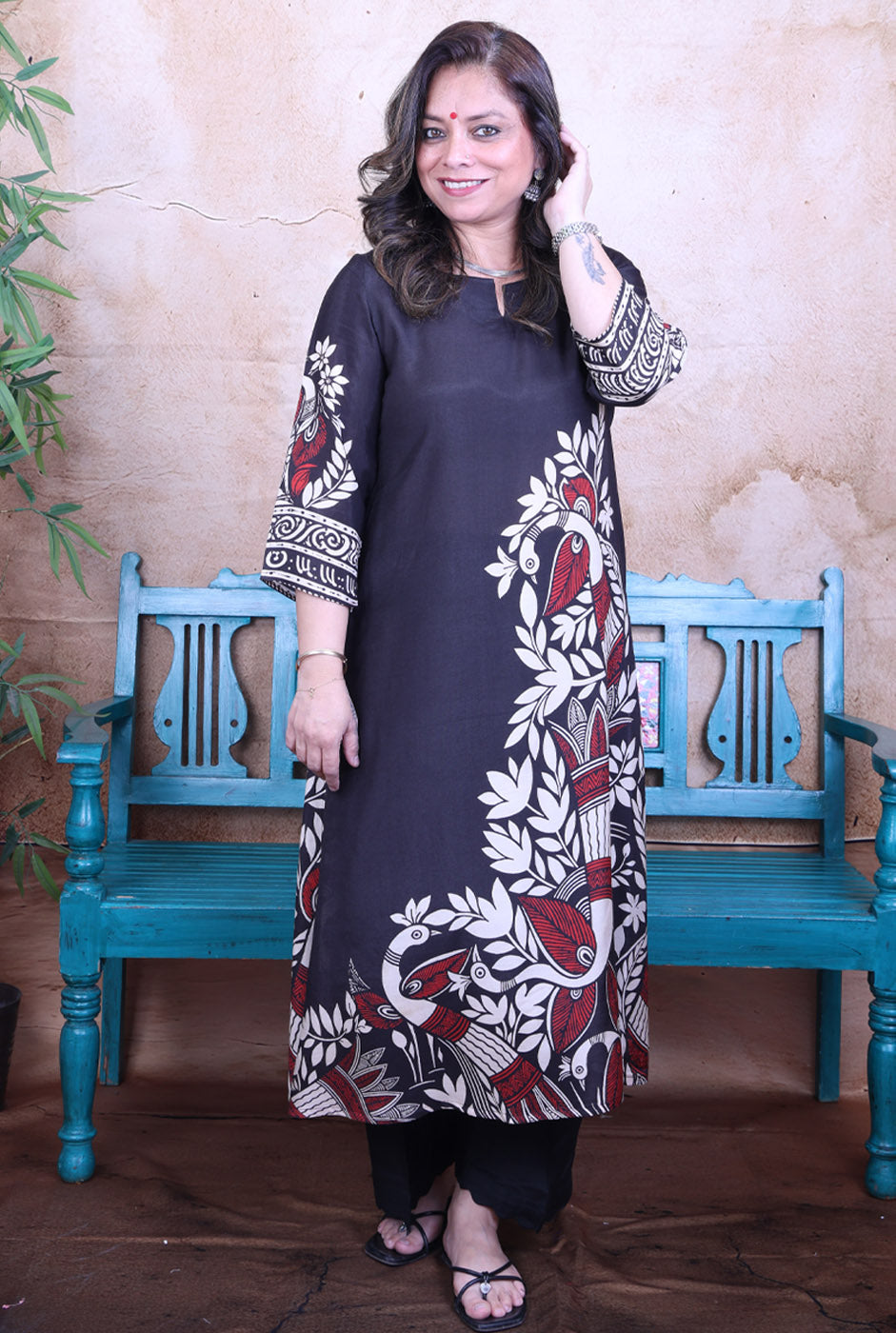 Mayura Black Kalamkari Muslin Co-ord Set of 2