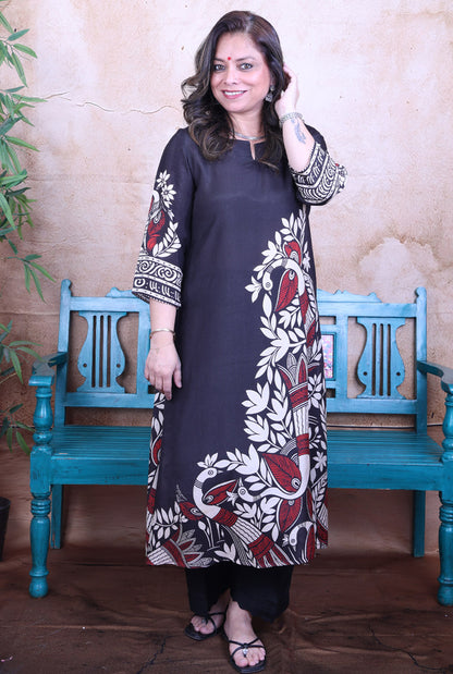 Mayura Black Kalamkari Muslin Co-ord Set of 2