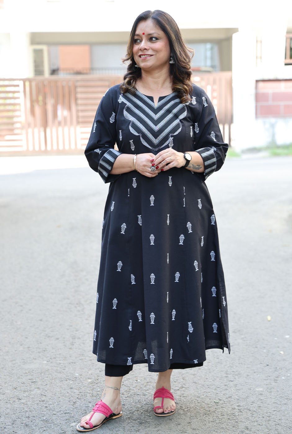 Handwoven Cotton Kurta with Beautiful Applique Work