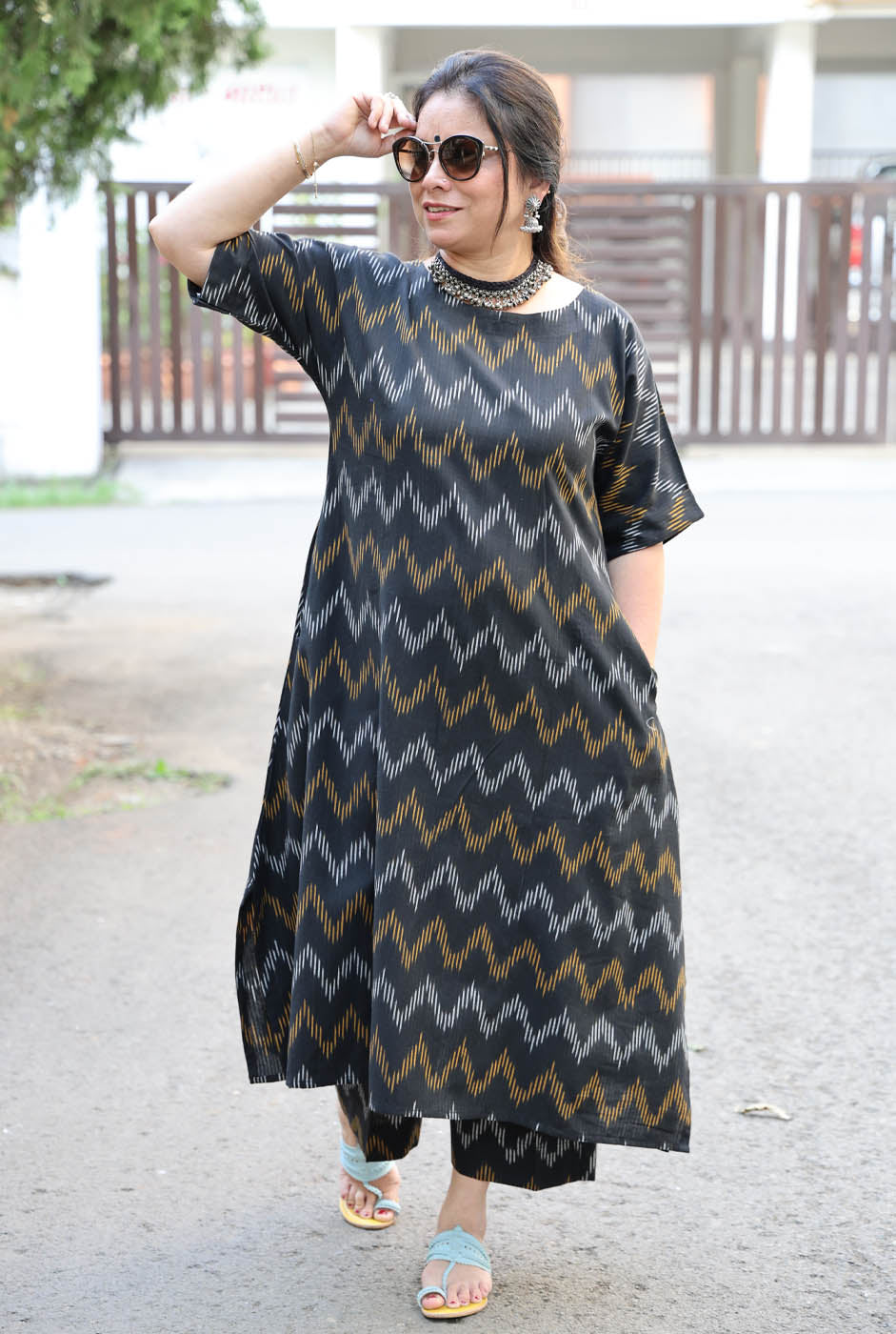 Black Ikat Co-Ord Set
