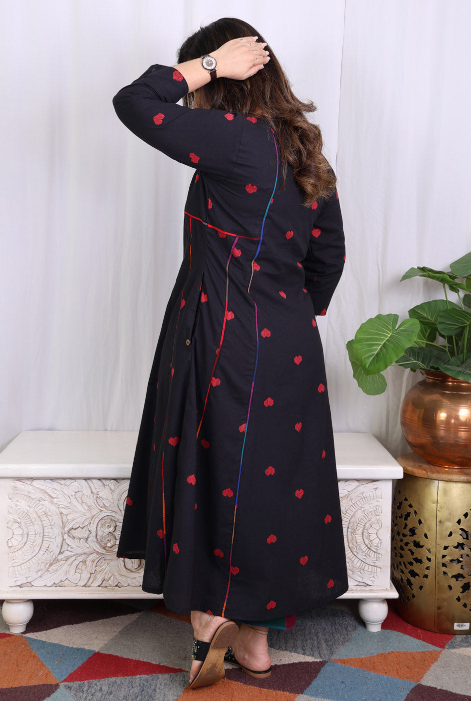Black A-Line Kalidar Kurta