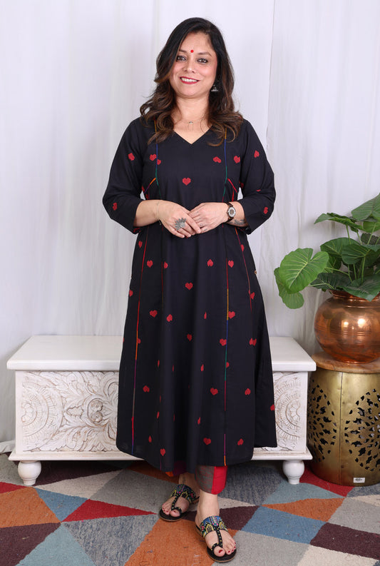 Black A-Line Kalidar Kurta