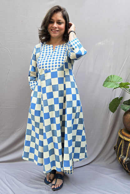 Set of 2 Chaukat – Blue Cotton Kurta Pant Set