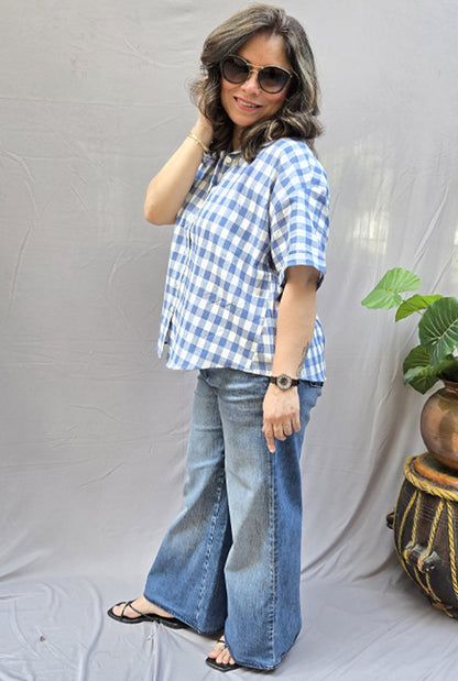 Chaukat Blue Checkered Anti-Fit Shirt