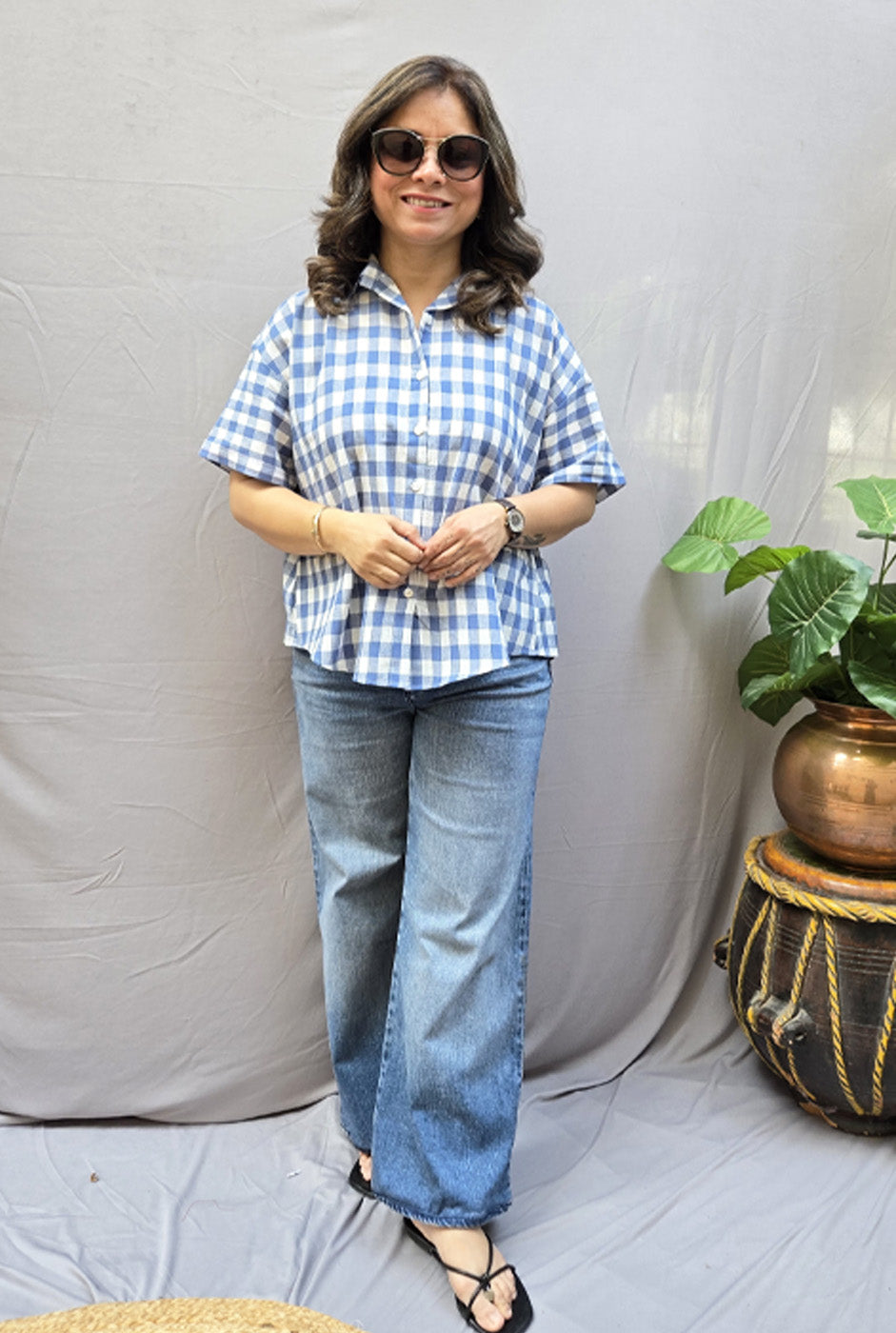 Chaukat Blue Checkered Anti-Fit Shirt