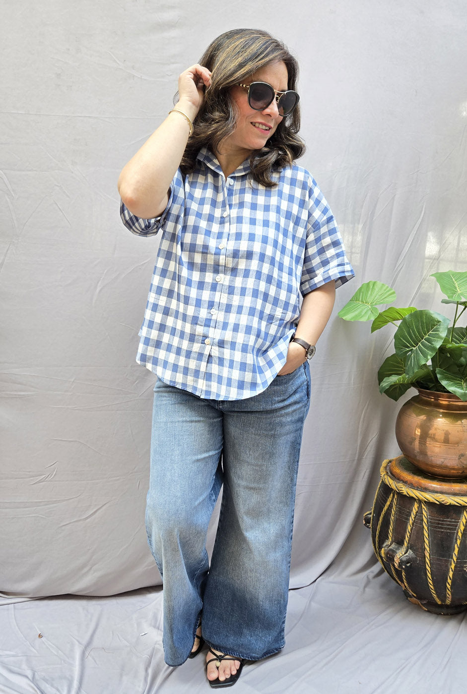 Chaukat Blue Checkered Anti-Fit Shirt