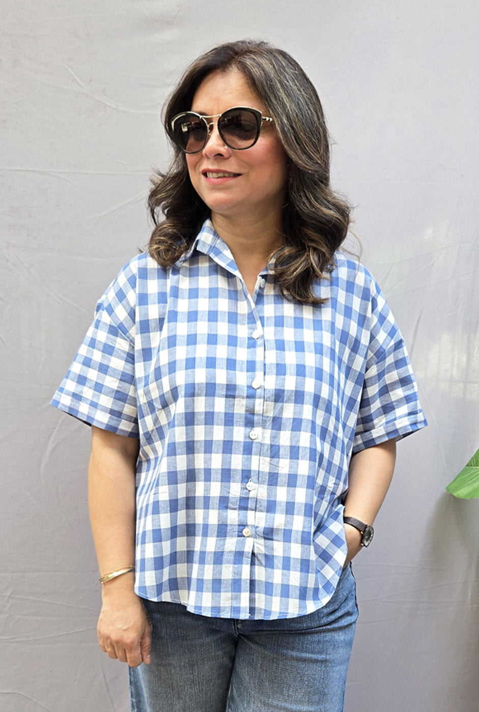 Chaukat Blue Checkered Anti-Fit Shirt