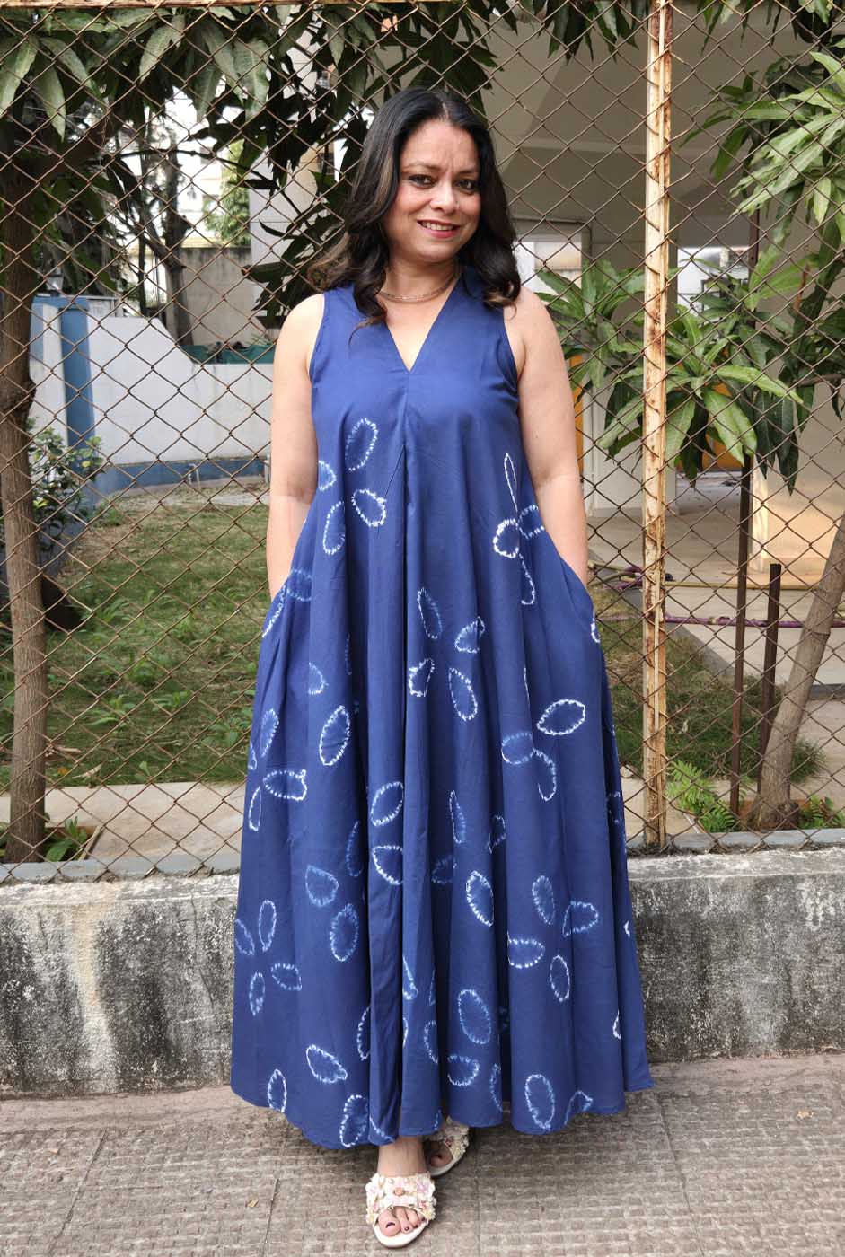 Blue Shibori Dress (Sleeves On request)
