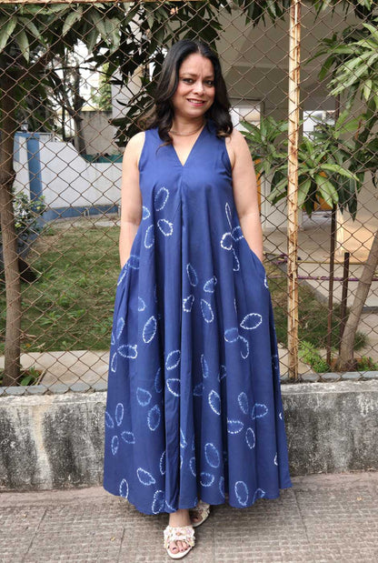 Blue Shibori Dress (Sleeves On request)